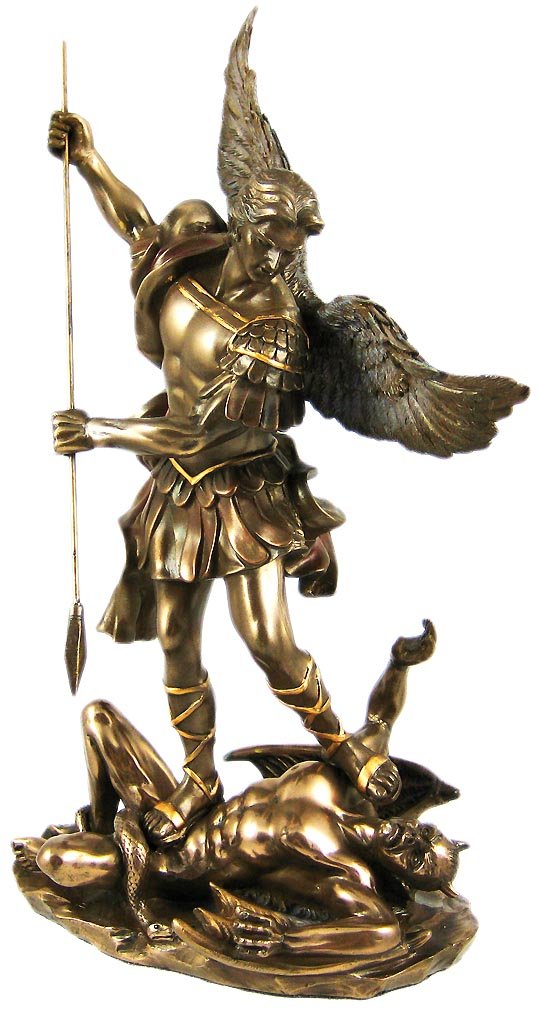 PacifcGift St. Michael Statue Cold Cast Bronze 10