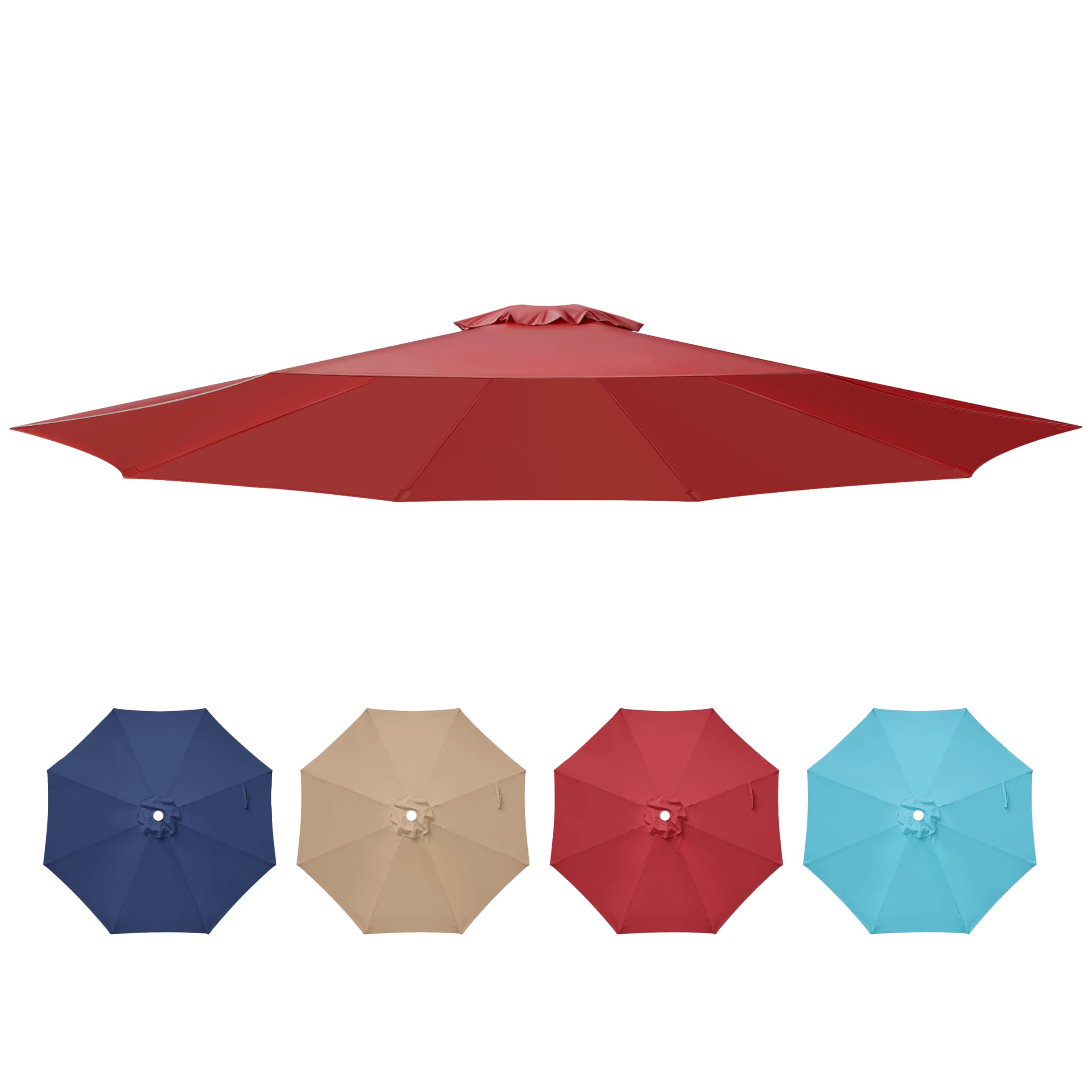 Yssoa 9' Patio Umbrella Replacement Canopy Only For 8 Ribs, Red