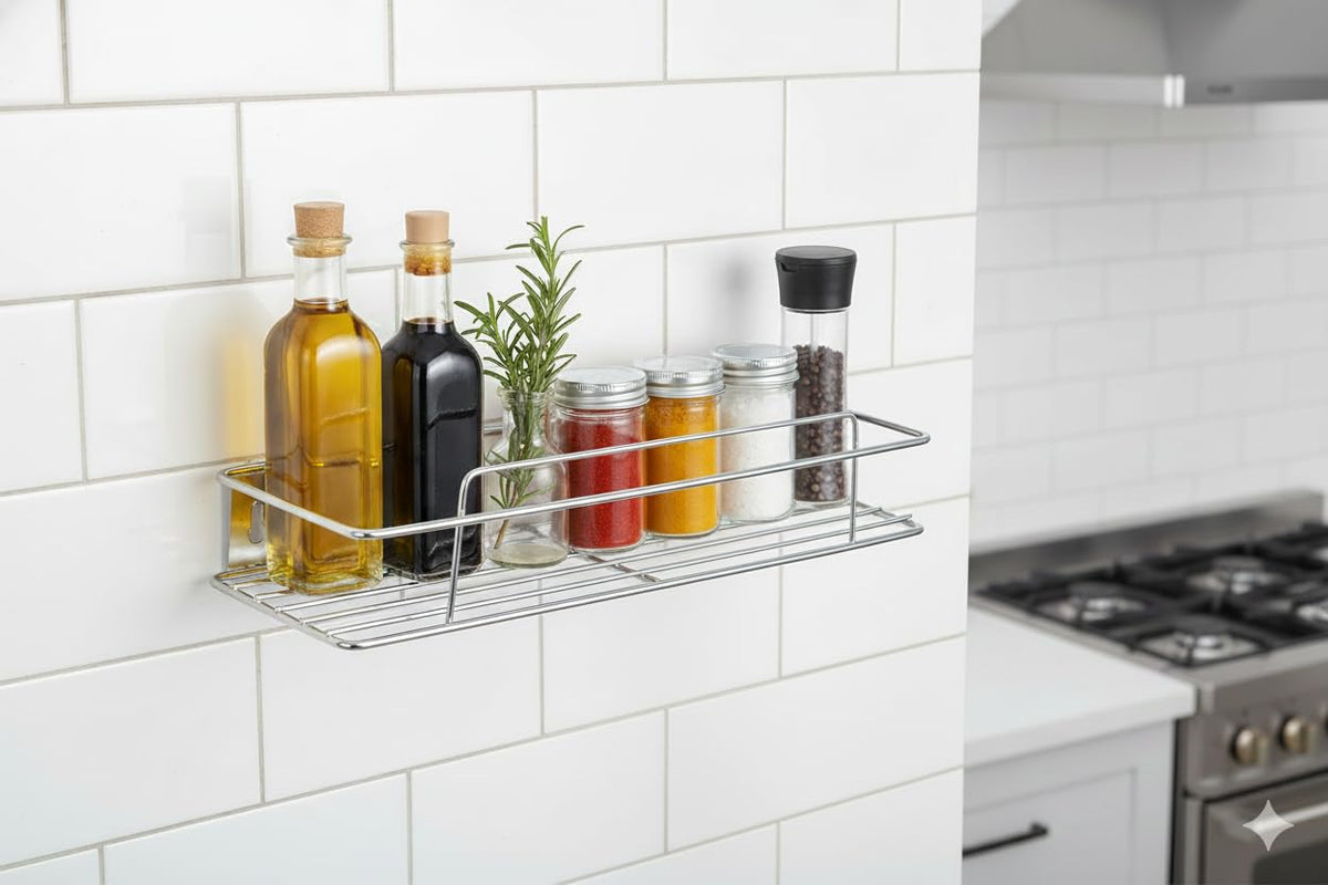 appeasy MultiPurpose Shelf  Bathroom Shelf  Kitchen Shelf 12 X 5 inches  Wall Mount/Chrome  Pack of 1Pcs