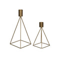 Stratton Home Decor Modern Set Of 2 Gold Geometric Taper Candle Holders