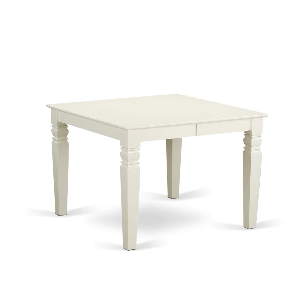 East West Furniture Weip7-Lwh-W 7 Piece Dining Table Set Consist Of A Rectangle Dining Room Table With Butterfly Leaf And 6 Wooden Seat Chairs, 42X60 Inch, Linen White