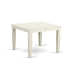 East West Furniture Weip7-Lwh-W 7 Piece Dining Table Set Consist Of A Rectangle Dining Room Table With Butterfly Leaf And 6 Wooden Seat Chairs, 42X60 Inch, Linen White