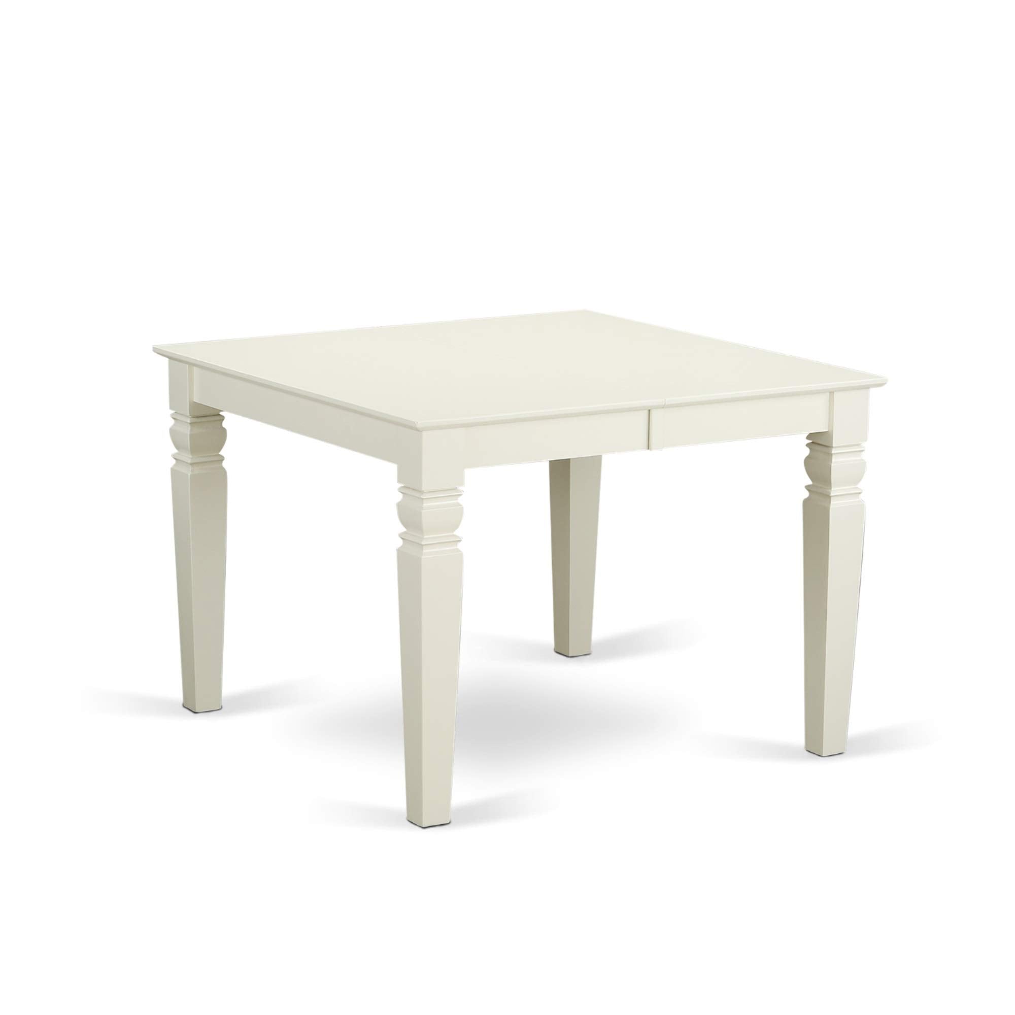 East West Furniture Weip7-Lwh-W 7 Piece Dining Table Set Consist Of A Rectangle Dining Room Table With Butterfly Leaf And 6 Wooden Seat Chairs, 42X60 Inch, Linen White