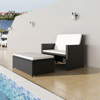 vidaXL Patio Furniture Set 2 Piece, Sleeper Sofa with Cushions, Patio Wicker Love Seat with Adjustable Backrest, Sofa Bed for Backyard Garden, Rustic, PE Rattan Black