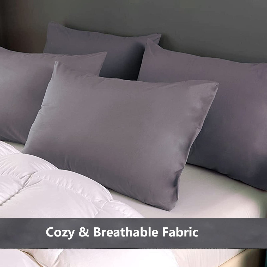 Premium Grey Pillowcases 6 Pack, King Size, Soft Brushed 1800 Thread Count Microfiber, Allergies Free, Wrinkle Resistant, Tailor