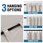 H.Versailtex Blackout Curtains Thermal Insulated Window Treatment Panels Room Darkening Blackout Drapes For Living Room Back Tab/Rod Pocket Bedroom Draperies (2 Panels, Stone, 42 X 84 Inch)