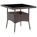 vidaXL Patio Dining Set 3 Piece Garden Outdoor Lawn Yard Terrace Balcony Backyard Table and Chair Furniture Brown Poly Rattan and Glass