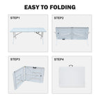 Icoud 6Ft Plastic Folding Table Portable Heavy Duty White Dining Table Fold-In-Half For Camp Party Kitchen Indoor Outdoor