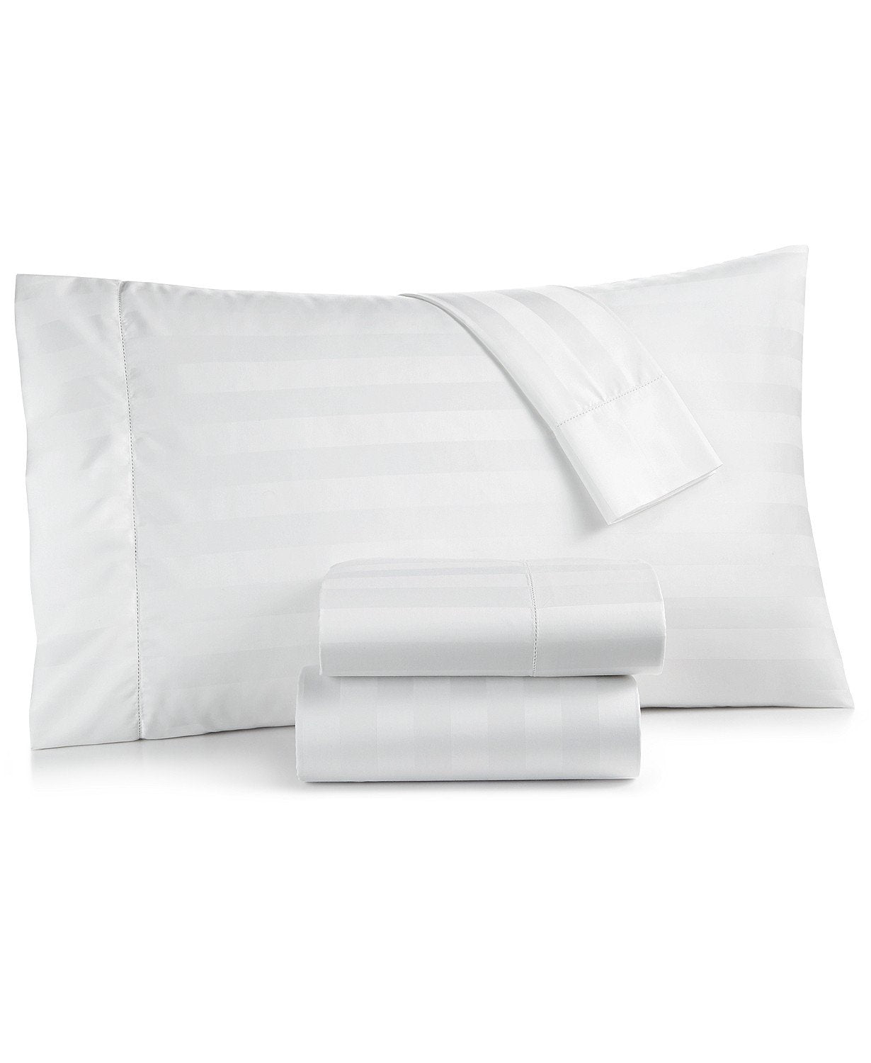 Charter Club Damask Stripe 550 Thread Count Supima Cotton 4 Piece Queen Sheet Set White