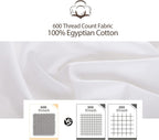 100% Egyptian Cotton Pillow Protectors Set Of 4, 600 Thread Count Standard Size Bed Pillow Cases With Zipper, Cooling Pillow Cas