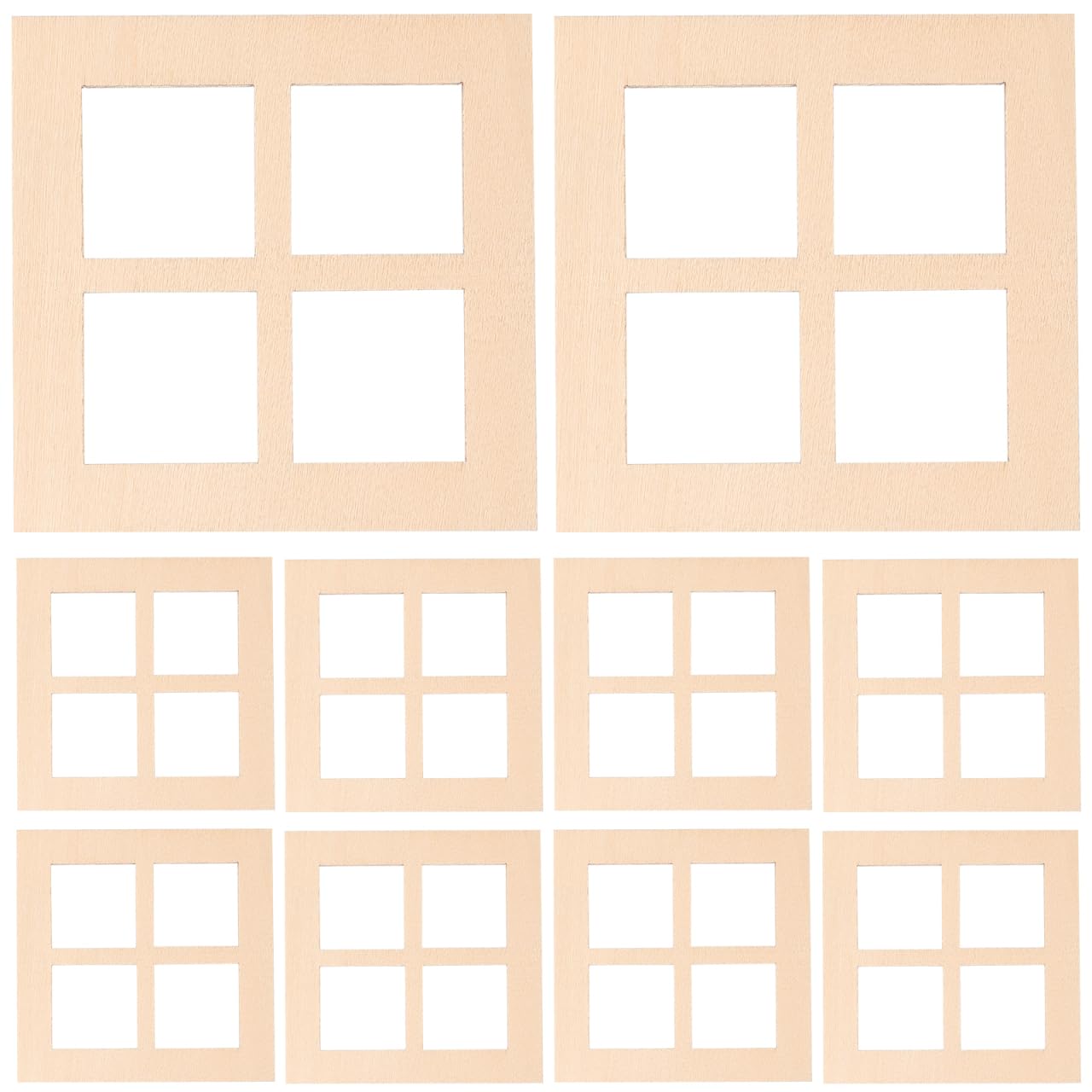 POPETPOP 10 Pcs Dollhouse Wooden Windows, Miniature Wooden Frames Ornament, Furniture Tiny Window Models for Doll Houses Decorat