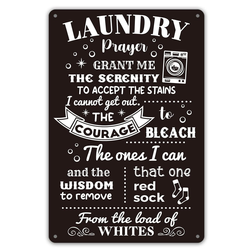 Funny Laundry Room Quote Metal Tin Sign Wall Decor, Laundry Prayer Grant Me the Serenity to Accept Laundry Room Sign for Home De