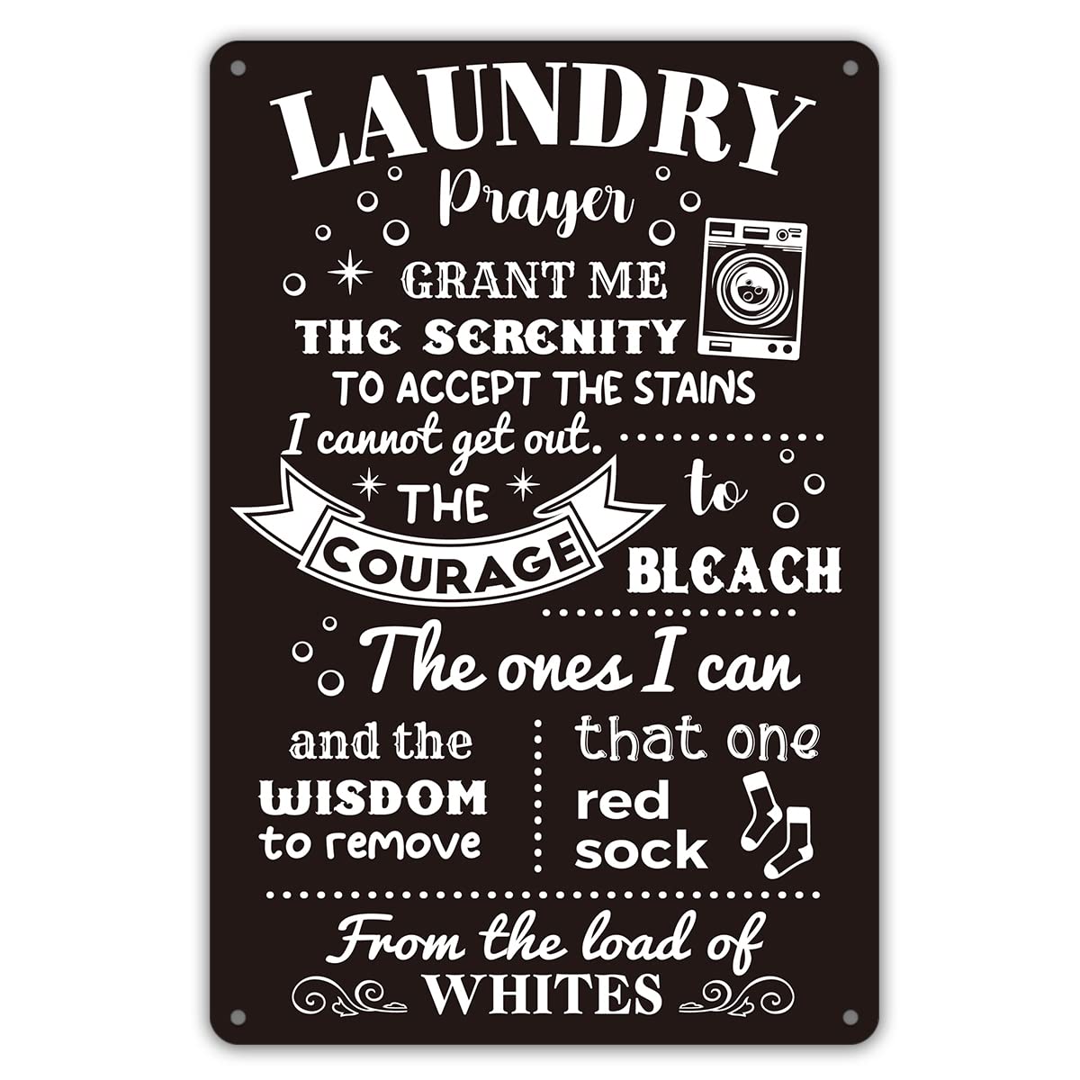 Funny Laundry Room Quote Metal Tin Sign Wall Decor, Laundry Prayer Grant Me the Serenity to Accept Laundry Room Sign for Home De