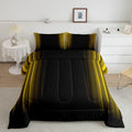 Geometric Abstract Ombre Bedding Bed Set Men Adults Teens Yellow And Black Striped Comforter Set Kids Boys Girls Simple Modern Comforter Inner Fill Bedroom Collection 3Pcs Full Size