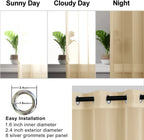 Hiasan Sheer Curtains For Bedroom With Tiebacks, Grommet Light Filtering Lightweight Voile Window Curtains For Living Room, Kids' Room And Nursery, Taupe, W52 X L72, Set Of 2 Soft Drape Panels