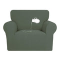 Purefit 100% Dual Waterproof Couch Cover Slipcovers For Couches And Sofas - Stretch Non Slip Fleece Sofa Covers Washable, Leakproof Furniture Protector For Kids, Pets, Dog (Chair, Greyish Green)