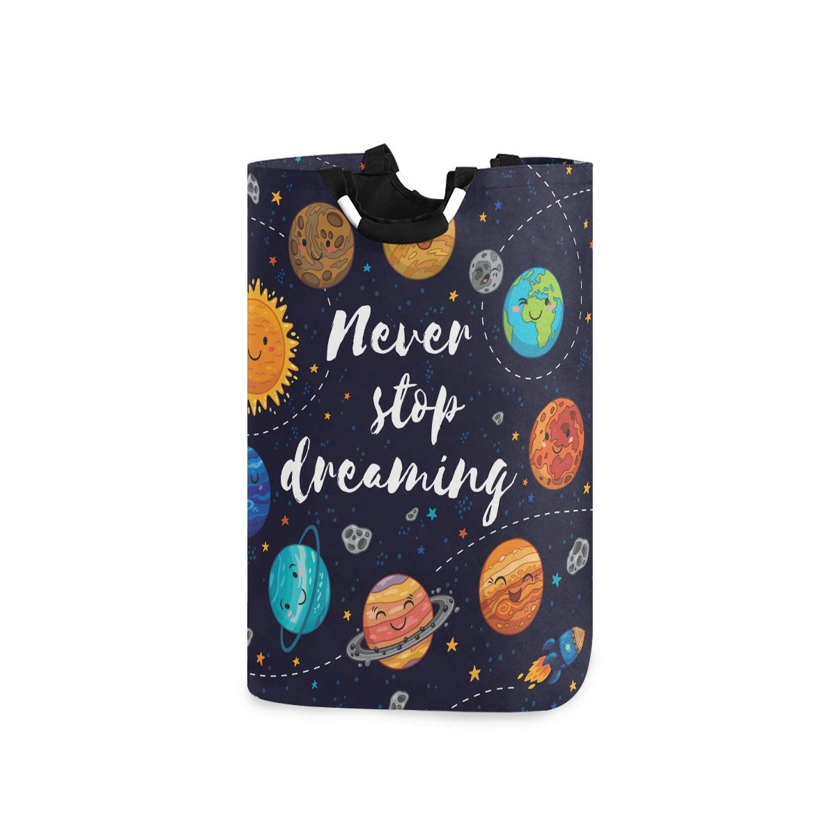 Blueangle Cartoon Solar System Pattern Laundry Basket Clothes Hamper Collapsible Durable Dirty Clothes Large Storage Laundry Org