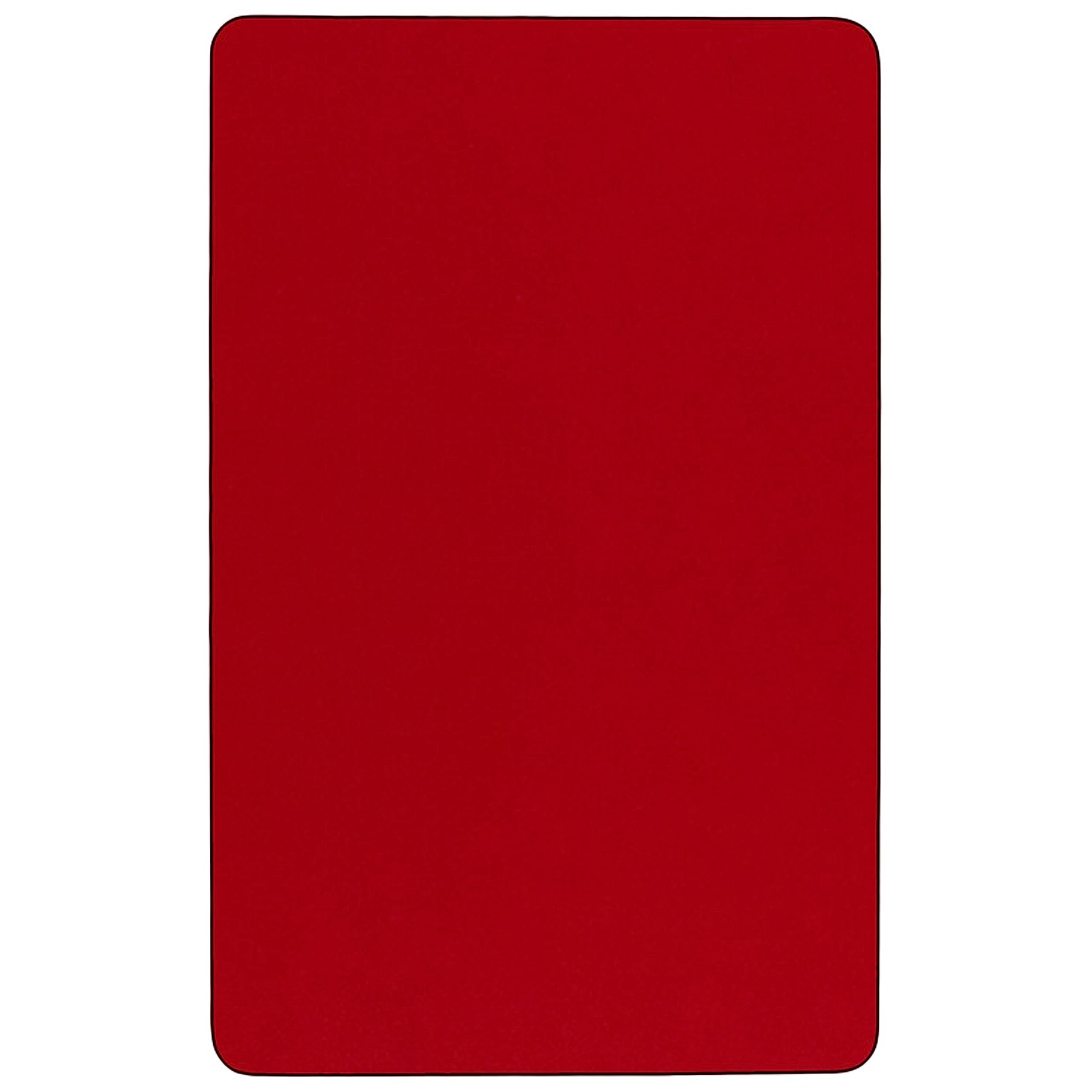 Flash Furniture Wren 36''W x 72''L Rectangular Red Thermal Laminate Activity Table - Standard Height Adjustable Legs