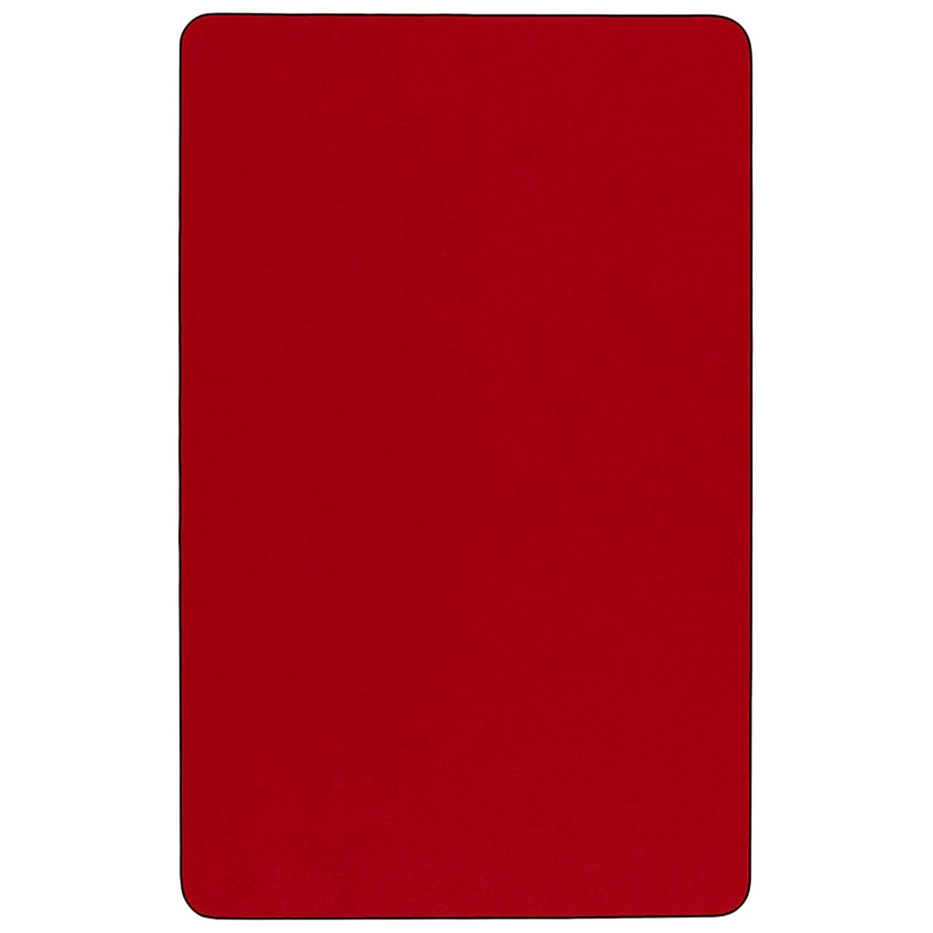 Flash Furniture Wren 30''W x 72''L Rectangular Red Thermal Laminate Activity Table - Height Adjustable Short Legs