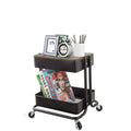 Melody House 2-Tier Metal Utility Rolling Cart Storage Organizer with Cover Board Mobile Trolley Sofa Side Table with Wheels for