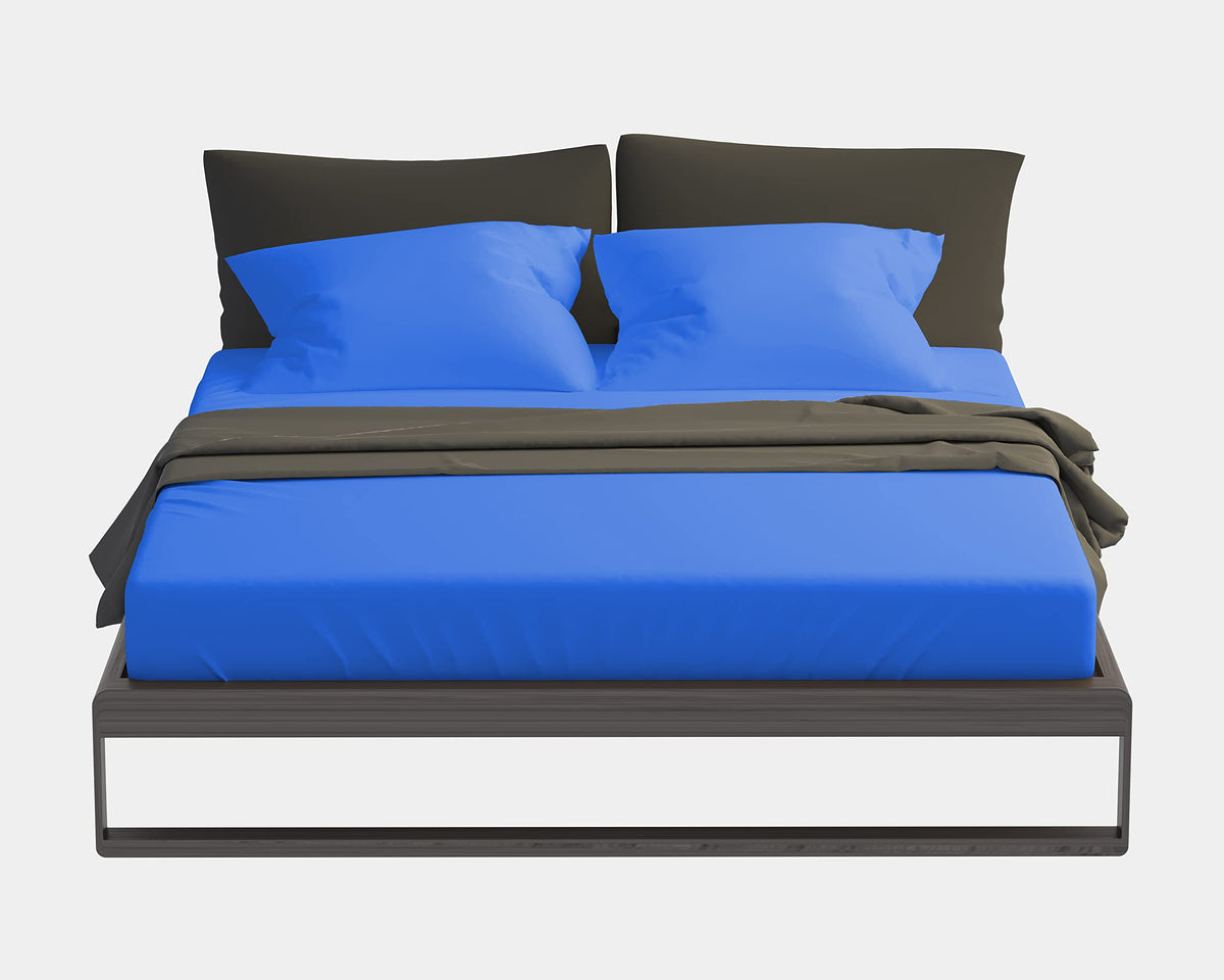 Day Care 500TC Super Soft Elegant Colors Fitted Bedsheet 100% Egyptian Cotton Turquoise Blue King Size (72 x 78) 4 to 10 Inch
