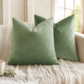Miulee Pack Of 2 Sage Green Pillow Covers 18X18 Inch Decorative Velvet Throw Pillow Covers Modern Soft Couch Throw Pillows Farmh
