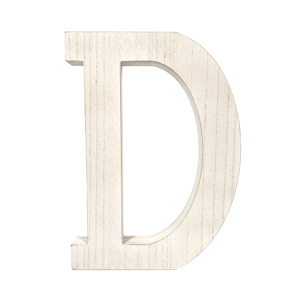 HomeRoots 16' Distressed White Wash Wooden Initial Letter D Sculpture