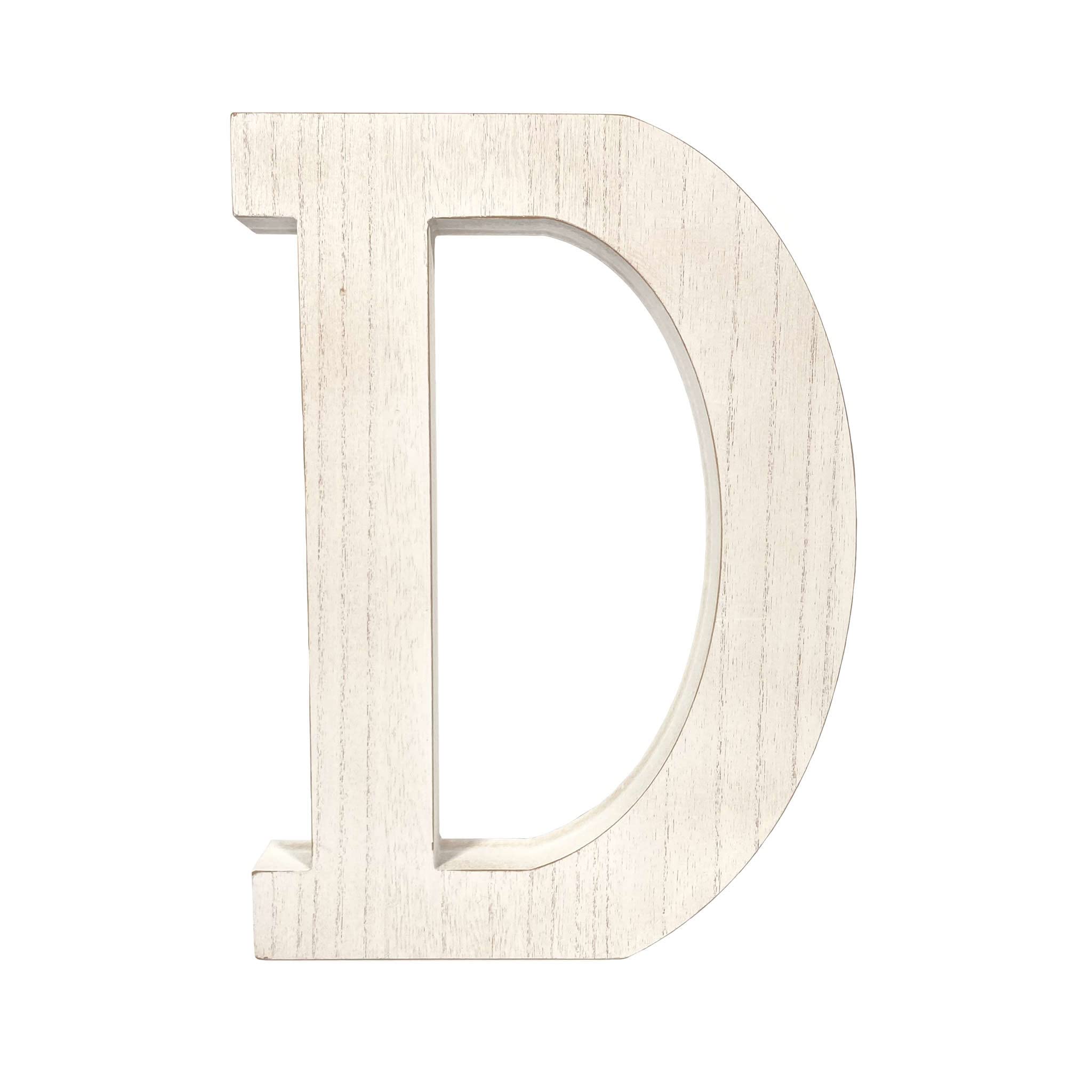 HomeRoots 16' Distressed White Wash Wooden Initial Letter D Sculpture