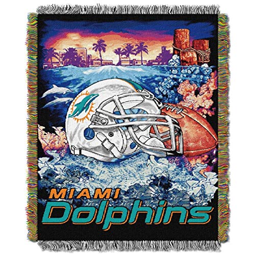 Northwest Nfl Miami Dolphins Woven Tapestry Throw Blanket, 48'' X 60'', Home Field Advantage
