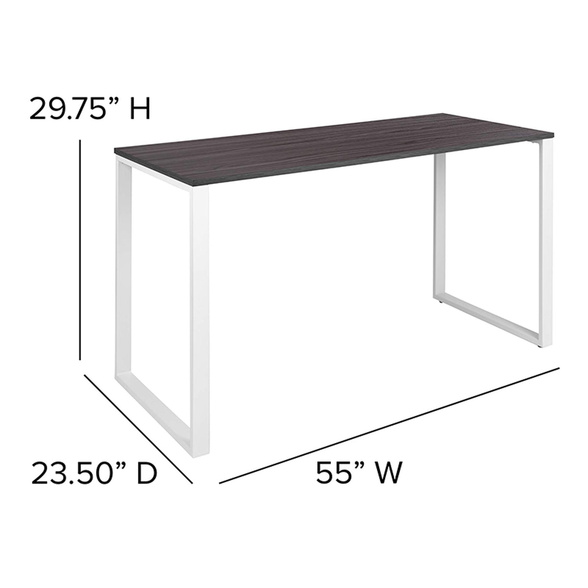 Flash Furniture Kimberly Modern Commercial Grade Desk Industrial Style Computer Desk Sturdy Home Office Desk - 55" Length (Rustic Gray)