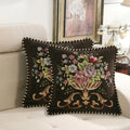 Qupace Set Of 2 Brown Vintage Embroidered Throw Pillow Covers 18X18In