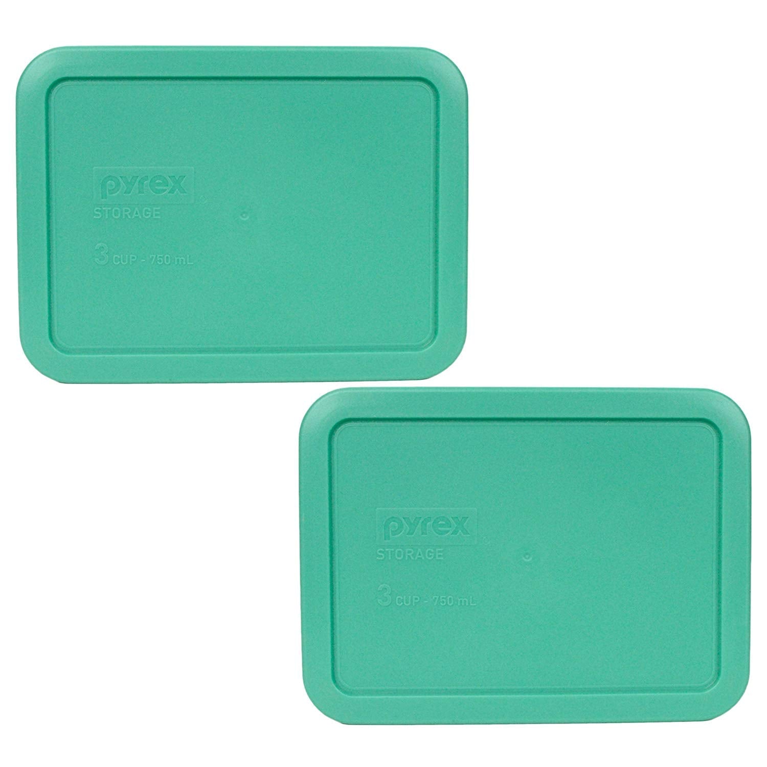 Pyrex Rectangular 3 Cup (750ml) Plastic Storage Cover (2, Green)