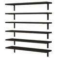 Wopitues Wood Floating Shelves Set Of 6, 24 Inch Long Floating Shelves For Wall Decor, Farmhouse Shelf For Bedroom, Bathroom Storage Shelves, Book Shelves For Living Room - Black
