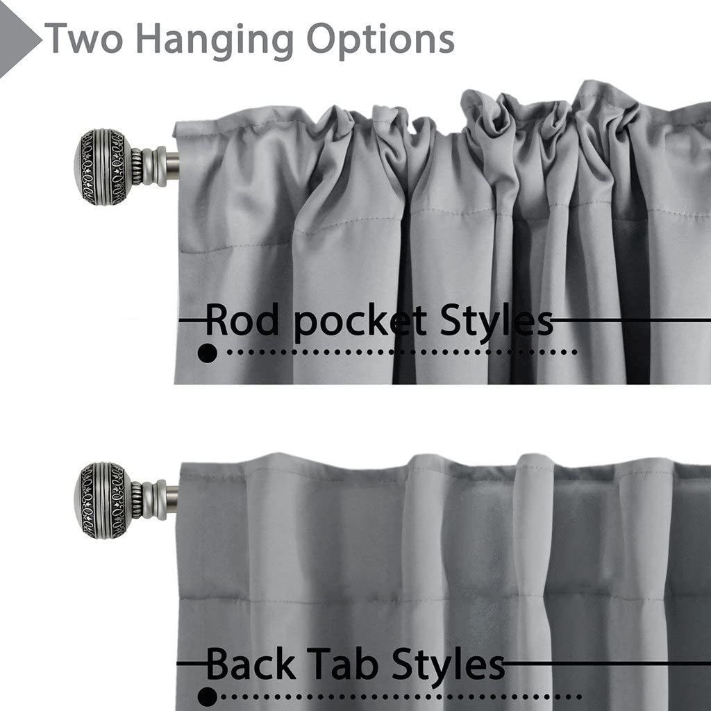 H.Versailtex Blackout Curtains Thermal Insulated Window Treatment Panels Room Darkening Blackout Drapes For Living Room Back Tab/Rod Pocket Bedroom Draperies, 52 X 72 Inch, Grey, 2 Panels