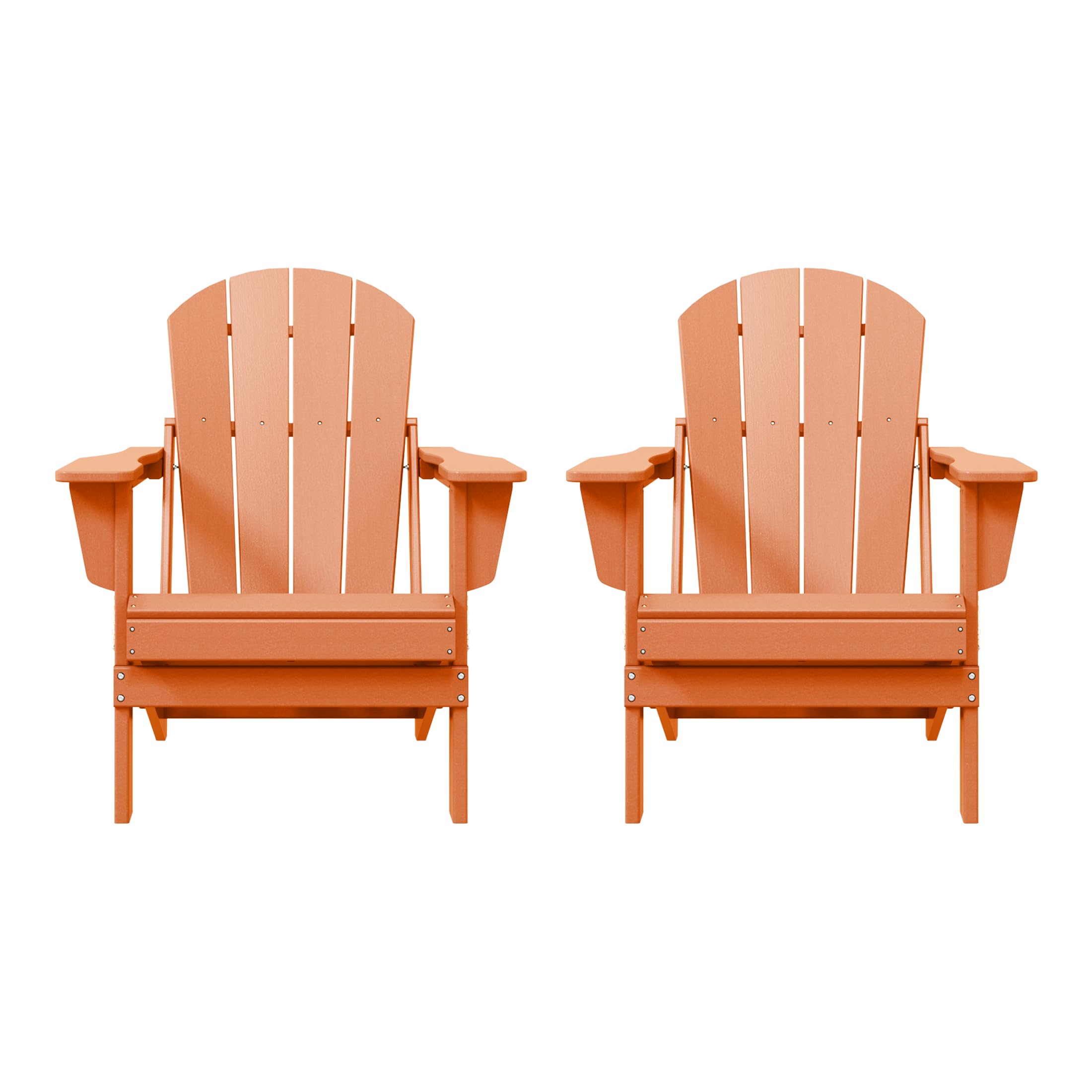 Westintrends Outdoor Adirondack Chairs Set Of 2, Plastic Fire Pit Chair, Weather Resistant Folding Patio Lawn Chair For Outside Deck Garden Backyard Balcony, Orange