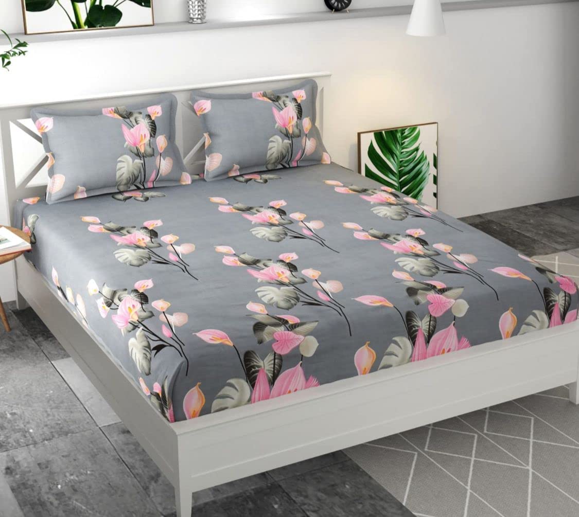 ENGUNIAS Prime Collection Offered 188TC Double Bedsheet Size (90X90) with 2 Matching Pillow Covers Size (16X26) Color Design (