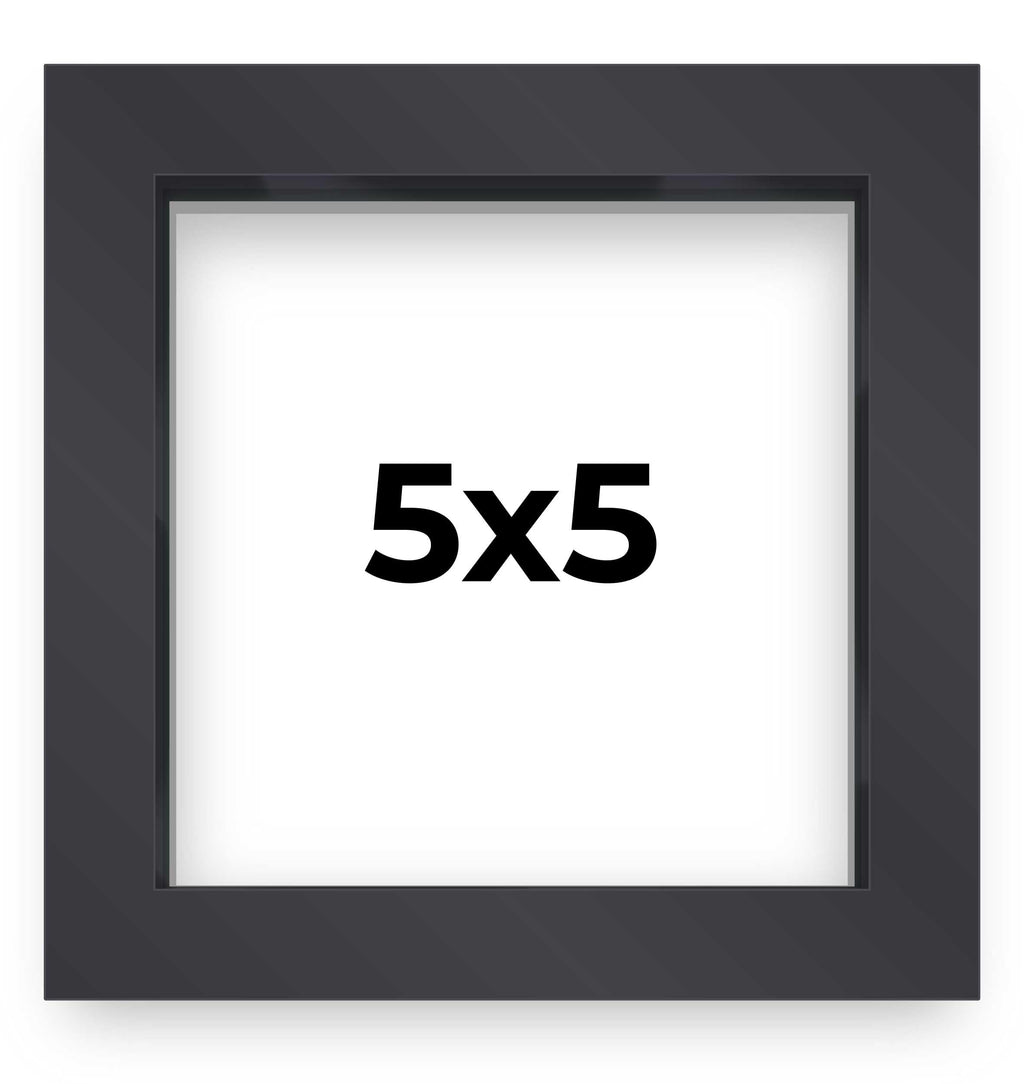 5x5 Shadow Box Frame Contemporary Black Finish | 1'' Depth of Usable Space| Vertical or Horizontal Display | Interior Size 5x5 i