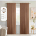Miulee Back Tab Blackout Curtains 90 Inch Long 2 Panels Set For Living Room Bedroom, Rod Pocket/Pinch Pleated Thermal Insulated Room Darkening Light Blocking Curtain, 52 X 90 Inch, Cappuccino Brown