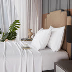 Hyprest King Size Sheet Set,Rayon Derived From Bamboo, Deep Pocket Sheets Fits 18'-24' Thick Mattress,White Sheets Luxury Cool