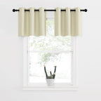 Nicetown Mini Curtain - Farmhouse Style Kithcne Curtains Small Window Room Darkening Curtain Tiers Thermal Insulated Window Treatment Grommet Curtains, Light Beige, 2 Pieces, 42' Wide X 18' Long