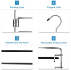 4-Tier Swing Arm Pants Hanger with Removable Foam-Padded Arms, Up to 5 Garments, Chrome