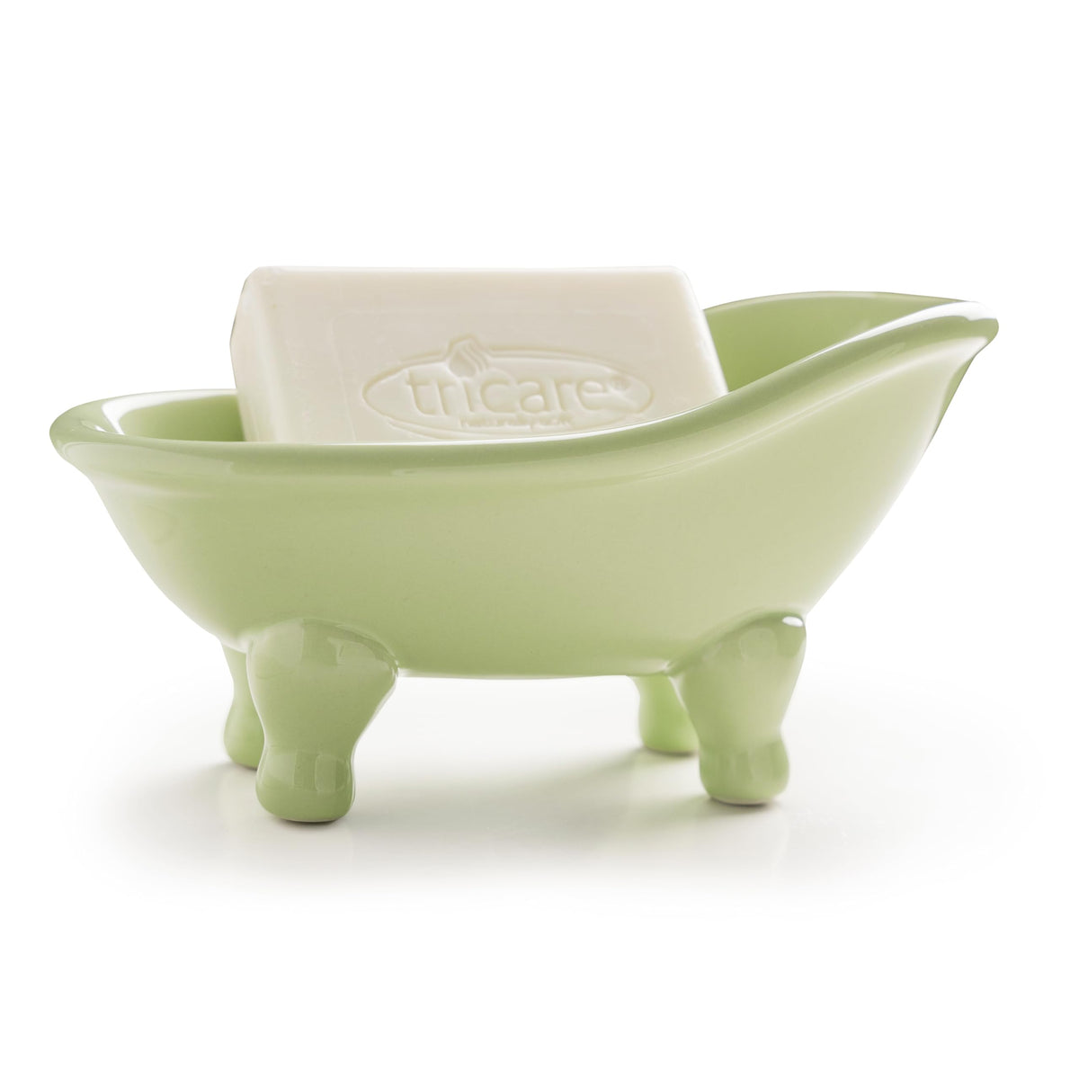 5.6 Ceramic Mini Bathtub Soap Dish Decortative Clawfoot Bathroom Soap Dish (Green Tea)