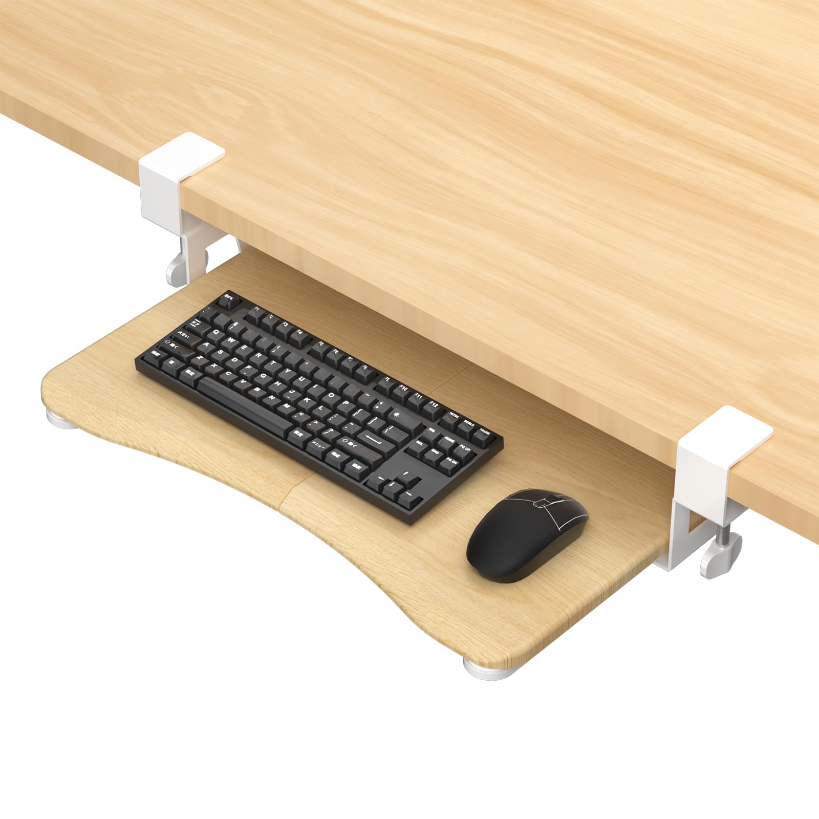 Suptek Small Keyboard Tray Under Desk Pull Out With C Clamp Mount For Computer Keyboard, 20 (24.2 Including Clamps) X 11.8 Inch