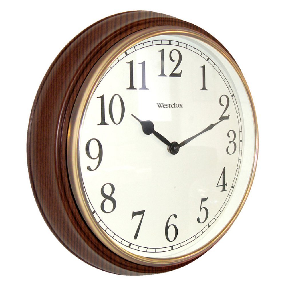 Westclox Quartz Wall Clock 15.5 Brown Quartz Movement Glass