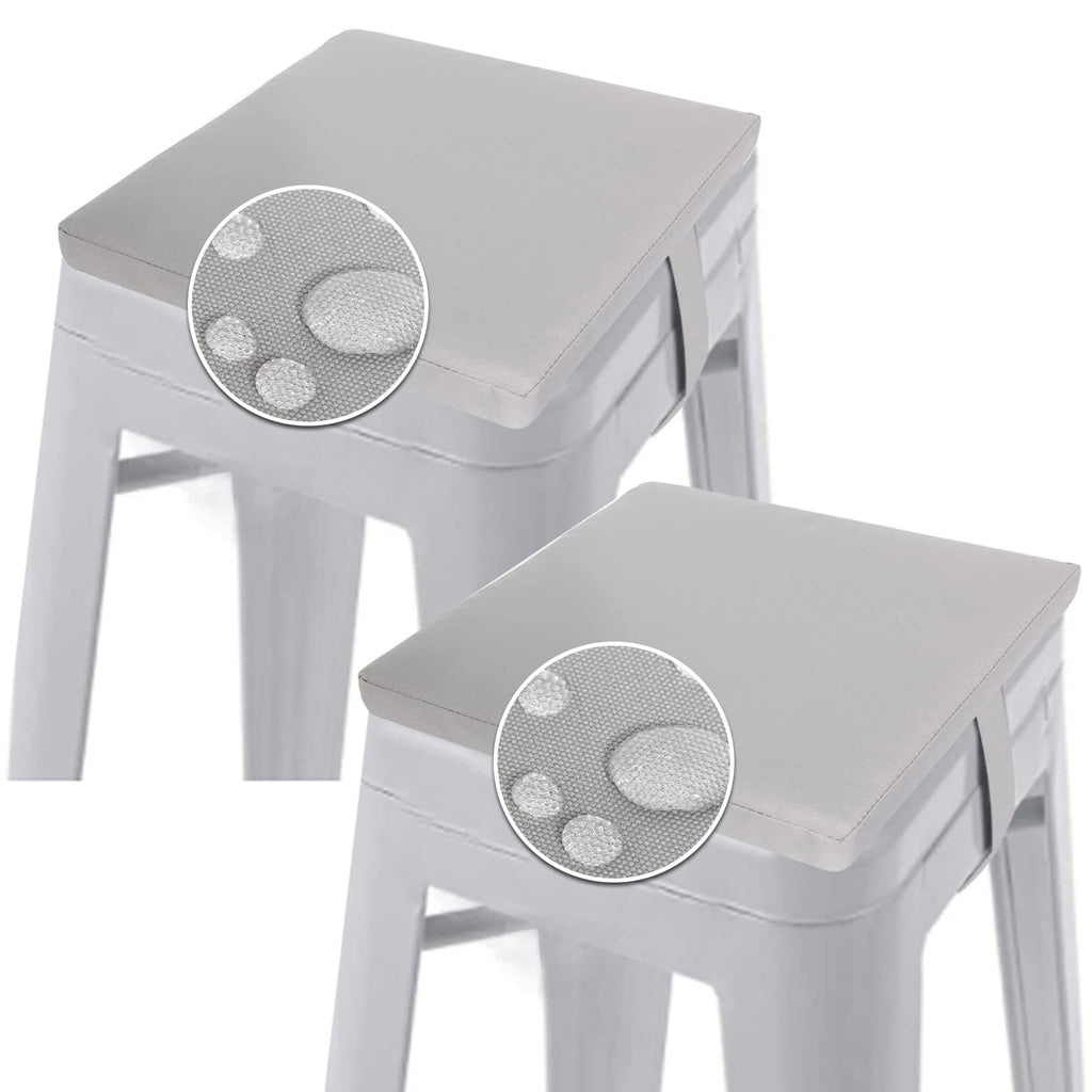 Gueglsa Indoor Outdoor Bar Stool Cushions 12X12 Inch,Non Slip Square Seat Pad With Straps,Waterproof Fade Resistant Small Metal