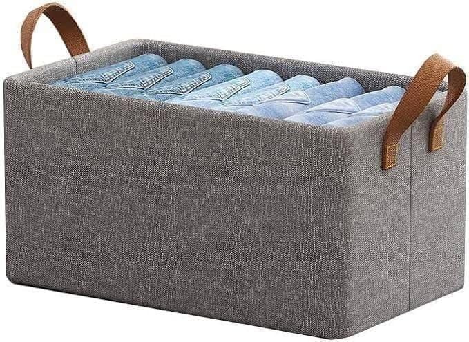 Heatrush Foldable Canvas Storage Box with Handles  Multipurpose Fabric Organizer Basket for Closet, Desk, Baby Items, Toys & Ho