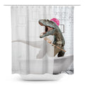Coxila Funny Dinosaur Shower Curtain Dino Kid Cute Cartoon Children Animal Monster Fun Girl Boy White and Grey 60x72 Inch Polyes