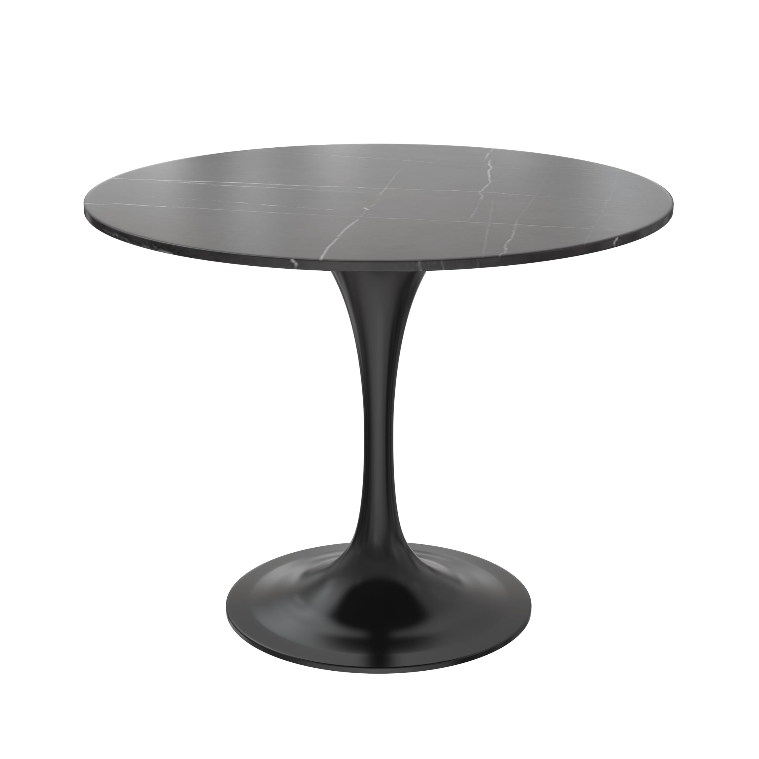 Verve 36 Round Dining Table, Black Base with Sintered Stone Black Top