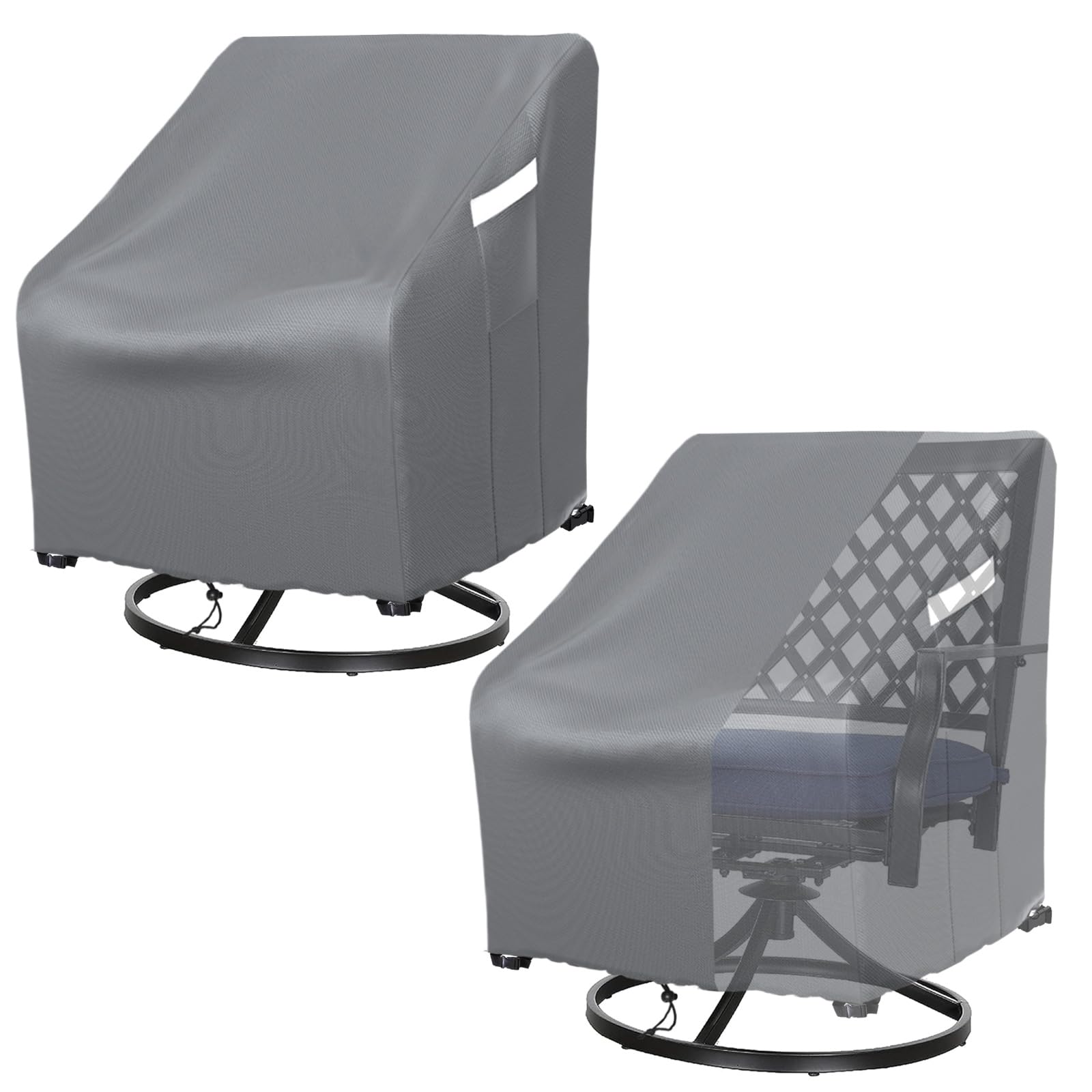 Startwo Outdoor Swivel Chair Cover 2 Pack, Waterproof Outdoor Chair Covers, 30'Wx34'Dx38.5'H Rip-Resistant Patio Swivel Chair Covers, Patio Lawn Chair Cover For Outdoor Furniture, Grey
