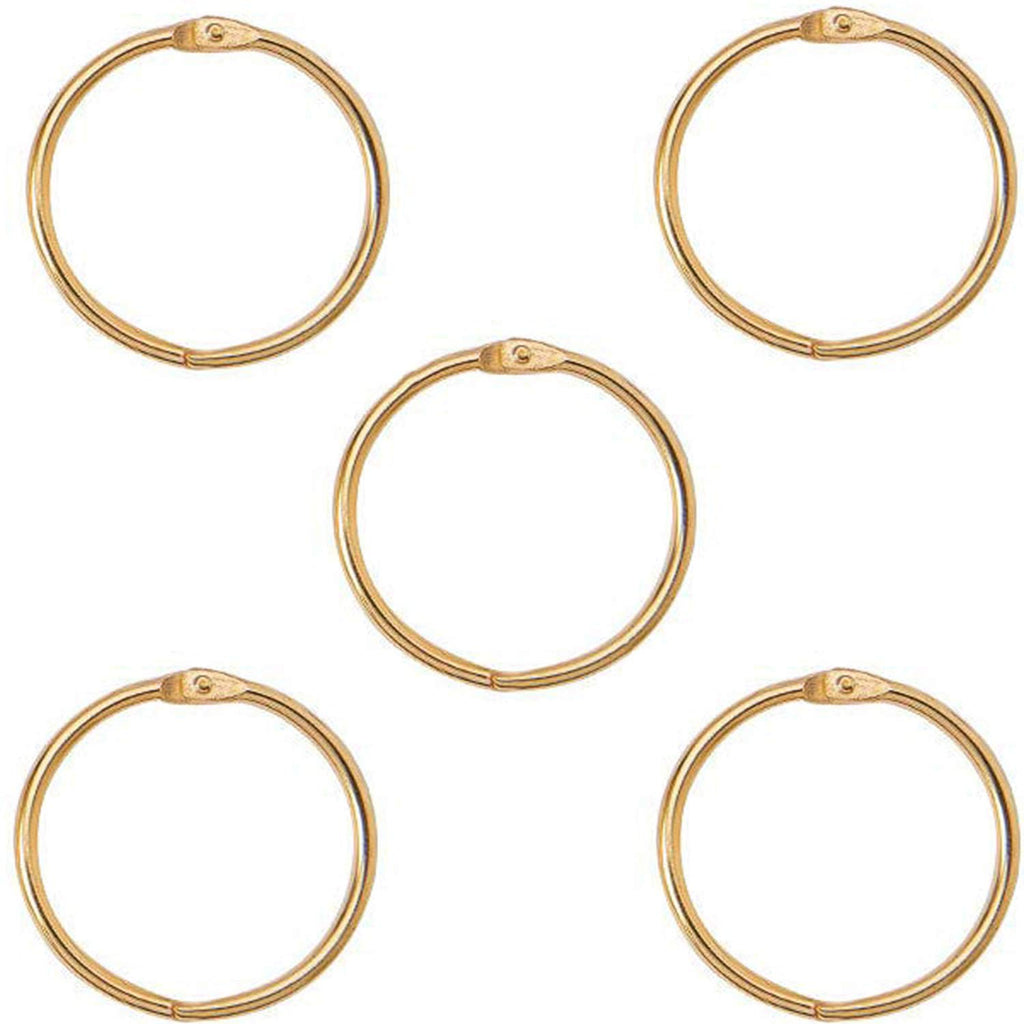 Xmhf 2 Inch (5 Pack) Loose Leaf Binder Rings, Nickel Plated Steel Binder Rings,Keychain Key Rings, Metal Book Rings,Golden, For